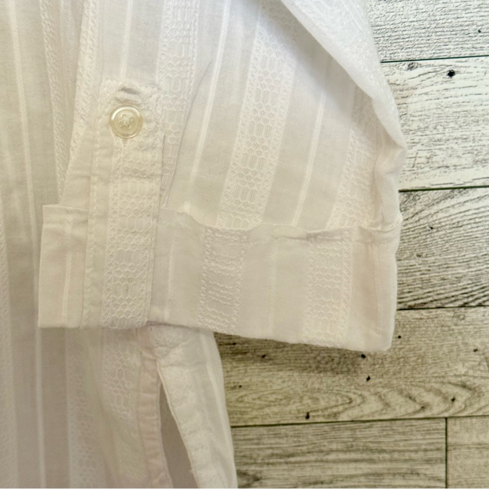 Baxter & Wells White Button Up Tab Sleeve Pockets Collared Rounded Hemline Vents - Picture 7 of 15